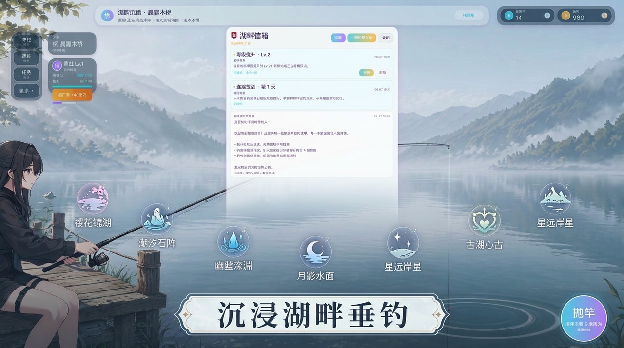 沉浸湖畔垂钓